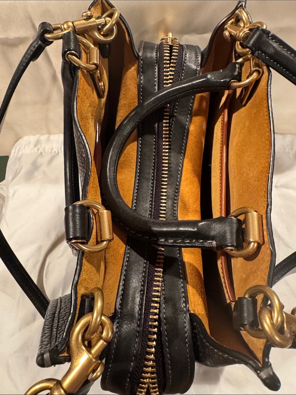 COACH Rogue 25 Black Pebbled Leather Top-Handle Shoulder Bag with Gold Hardware - Picture 2 of 3